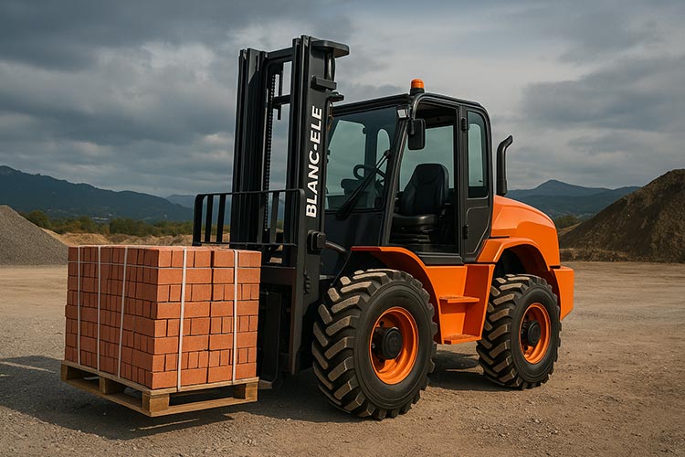 Rough Terrain Forklifts in Stone Brick Factories